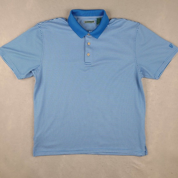 Cubavera Polo Shirt Men's XL Blue Striped Golf Short Sleeve Casual Outdoor - Picture 1 of 12